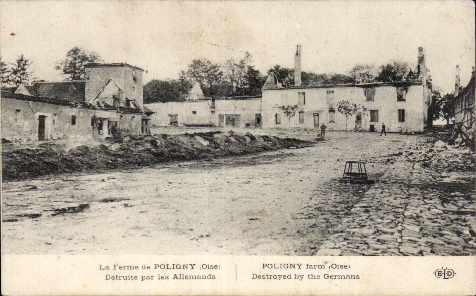 CPA the farm of poligny destroyed by the Germans
