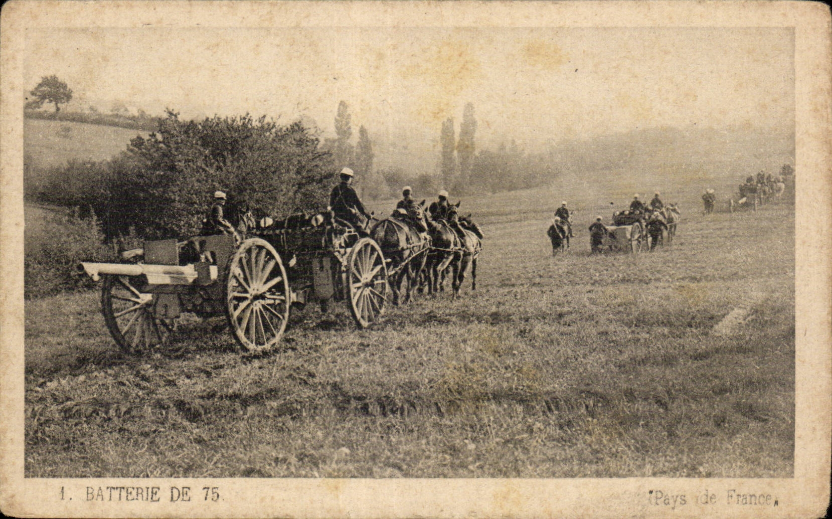 CPA Militaria Batterie de 75 