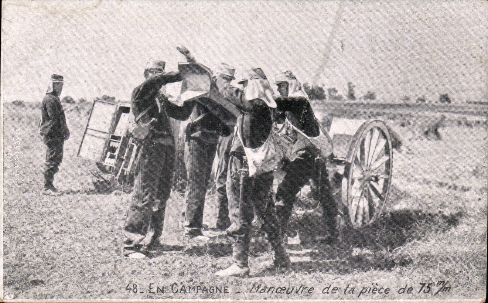 CPA Militaria En Campagne Manoeuvre de la piece de 75