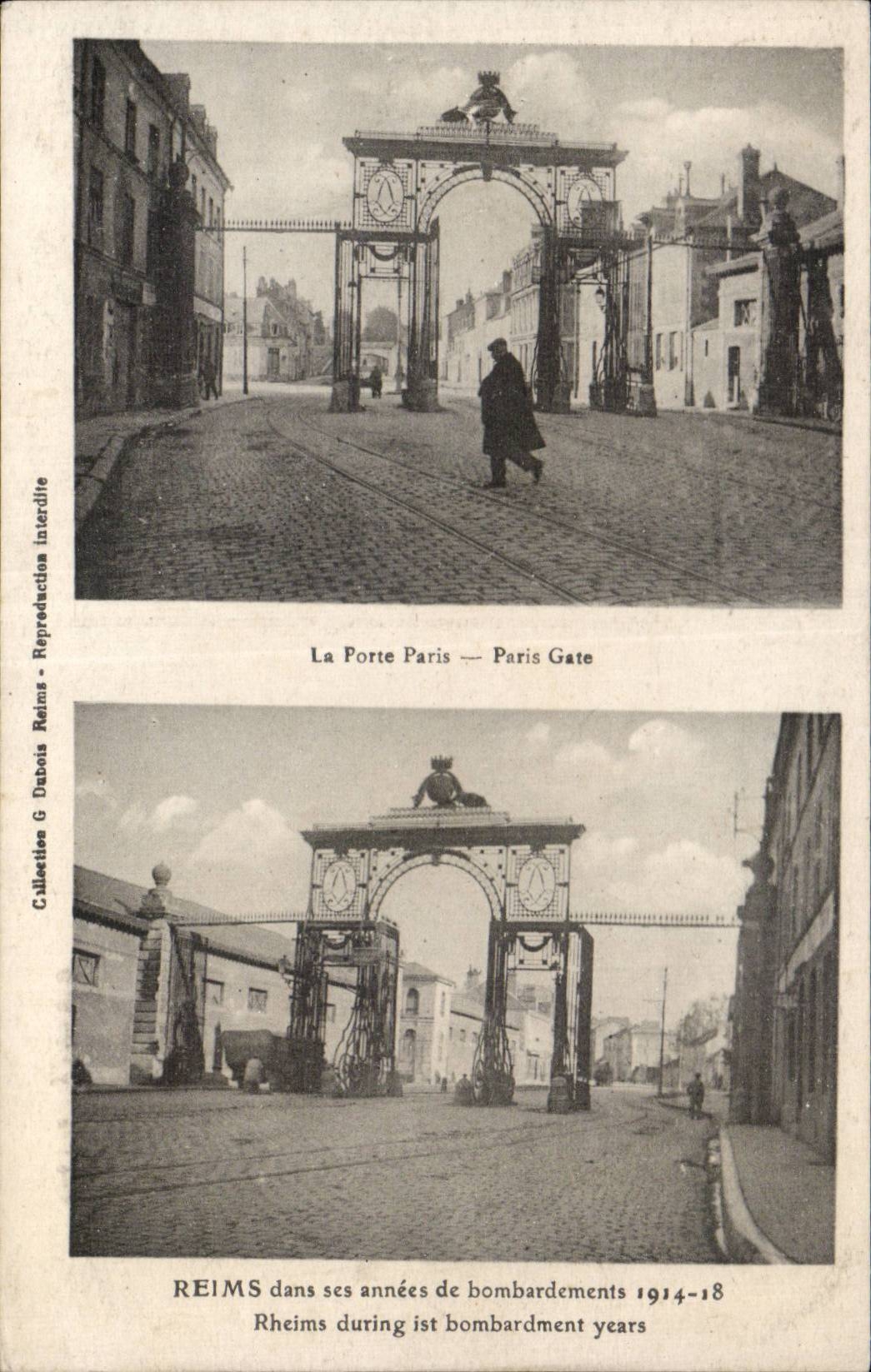 CPA Militaria Reims in its years of bombardment the Paris door