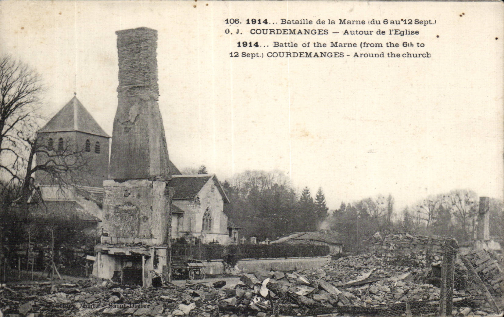 CPA Militaria Battles of the Courdemanges Marne Around church