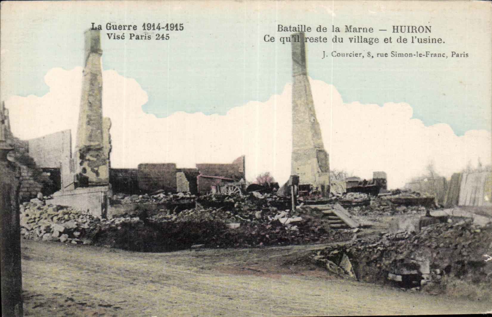 CPA Militaria the Bataille Great War of the Huiron Marne What remains village and machines