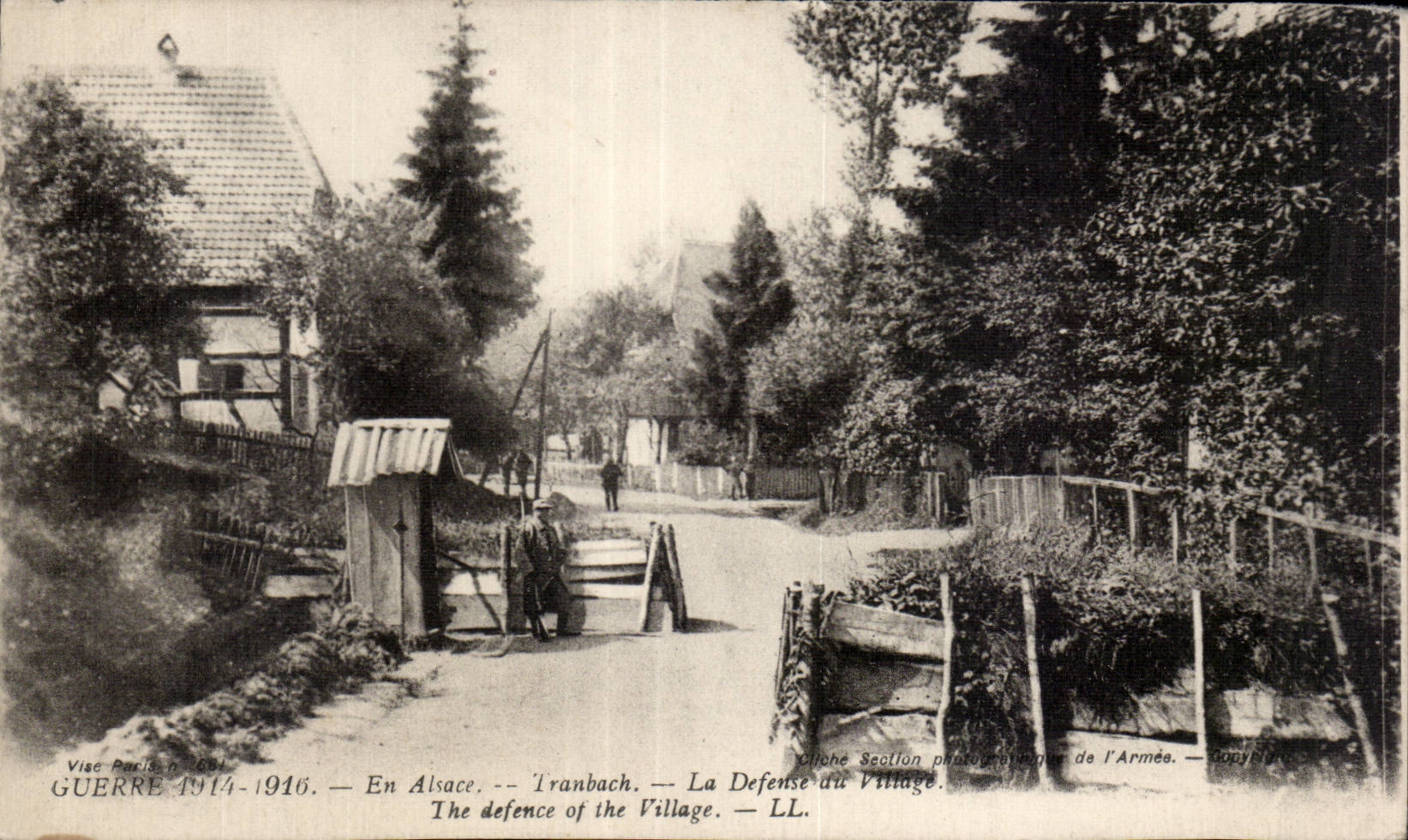 CPA Militaria War of 1914 In Alsace the defense of the Tranbach village