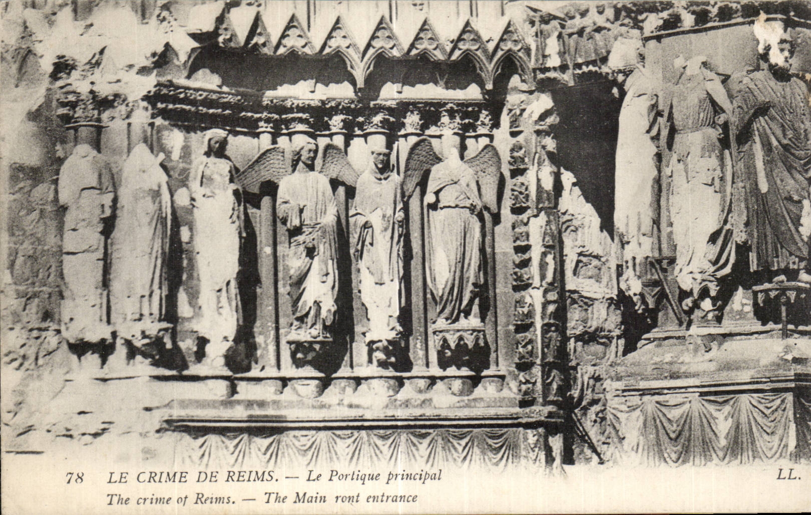 CPA Militaria the crime of Reims the principal gantry