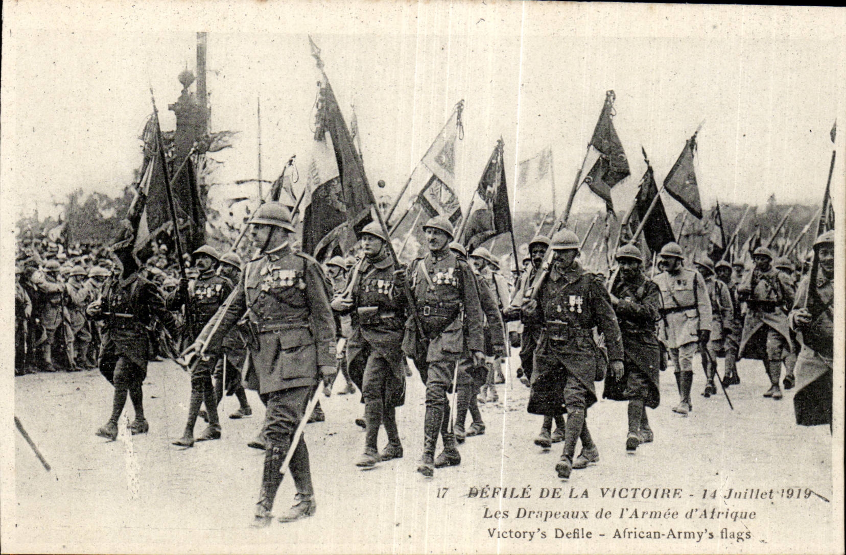 CPA Militaria July 14th 1919 flags of armed Arique