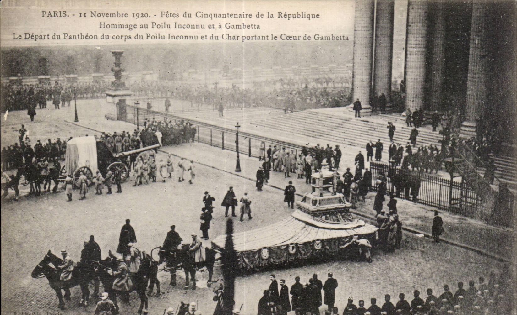 CPA Militaria Paris November 11th 1920 the festivals of the fiftieth anniversary of the Republic Homage to the hairy unknown and has Gambetta