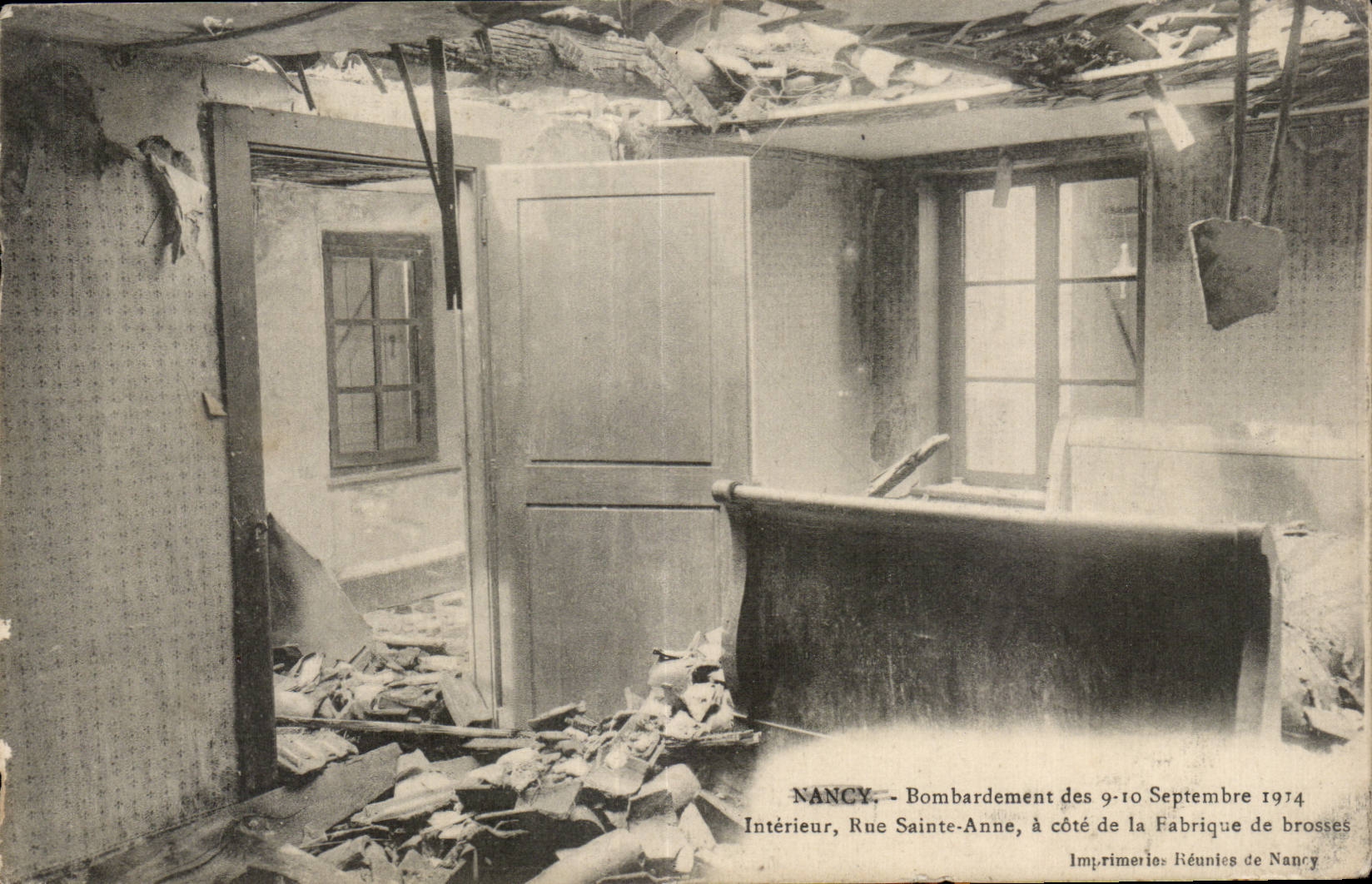 CPA Militaria Nancy Bombardment of the 9 Interior September 10th 1914 Street Anne beside the factory of boots
