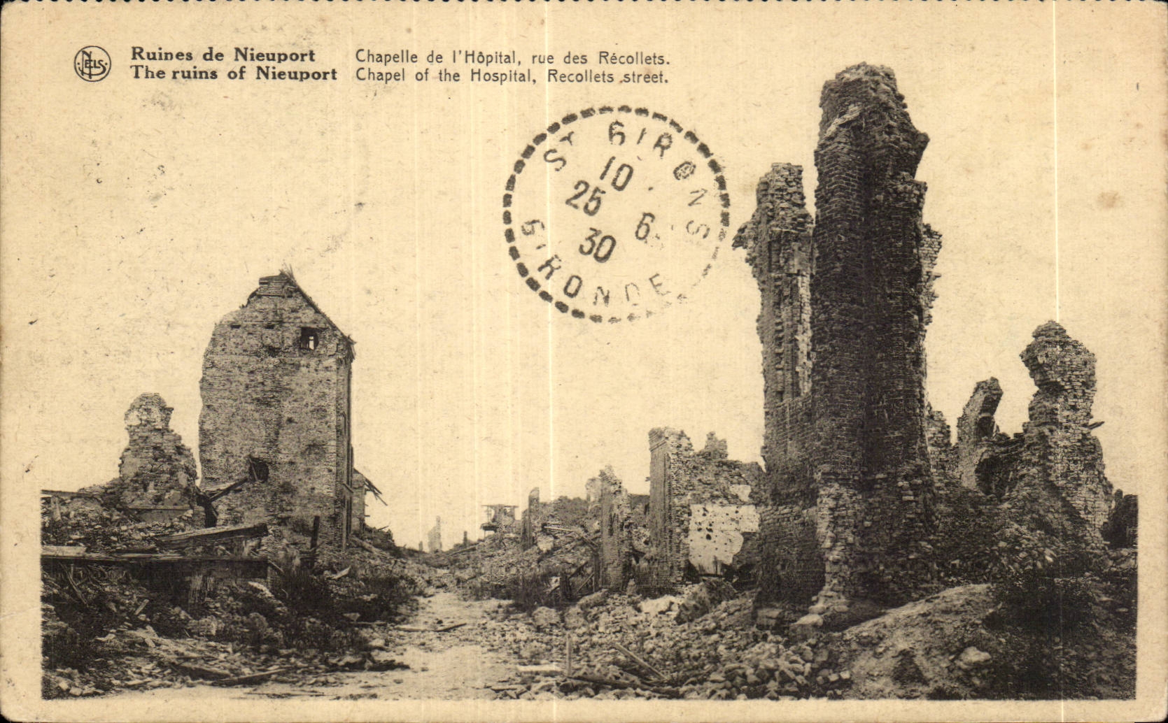 CPA Militaria the Great War 1914 Ruins of Nieuport Vault of hospital Street of Recollets