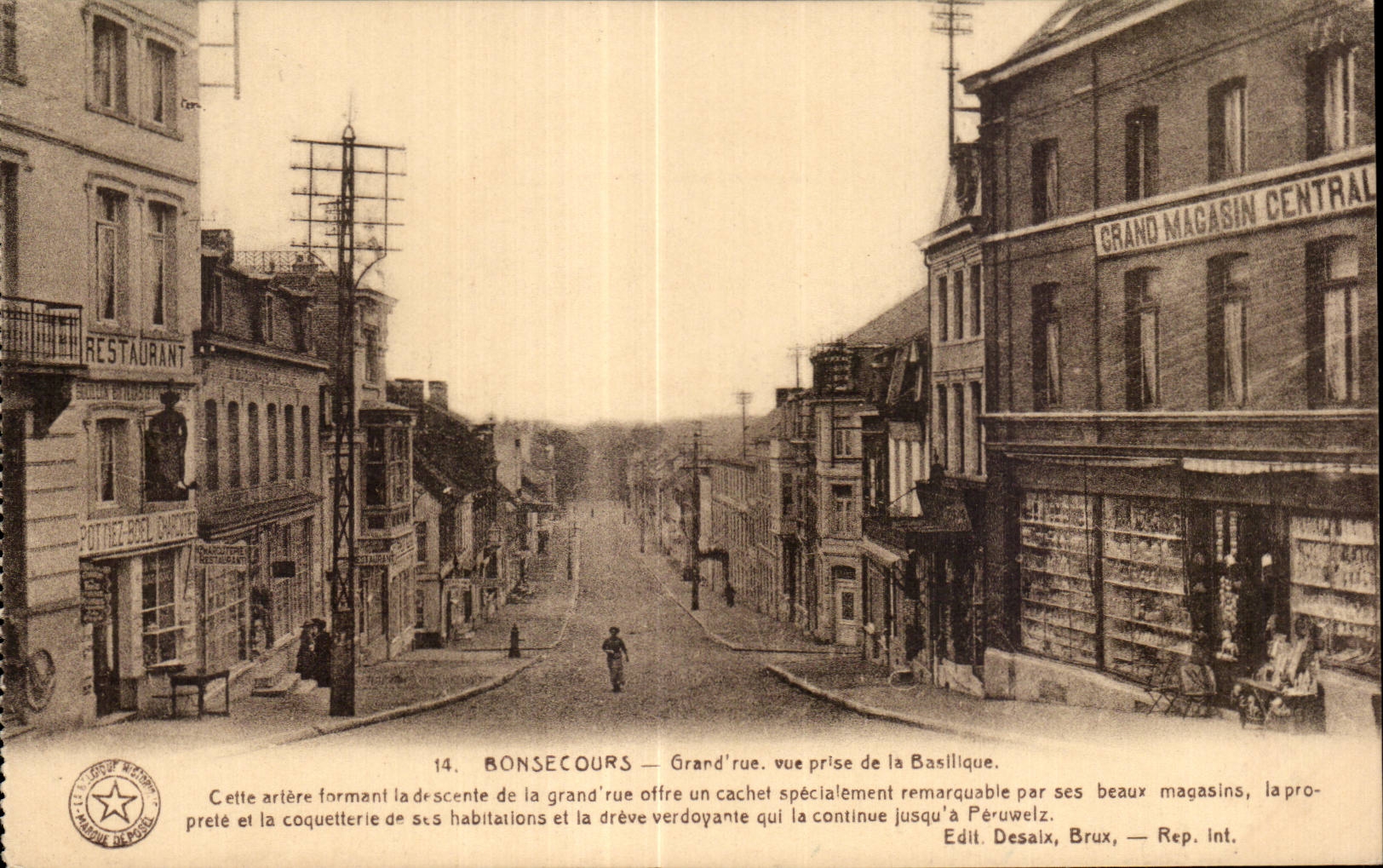 CPA Belgium Bonsecours Main street seen from of the basilica