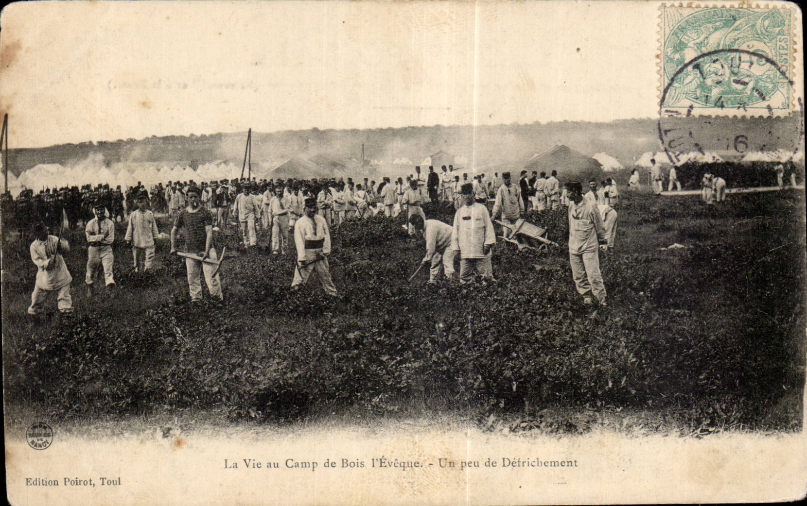 CPA Militaria la via au camp de Bois l Eveque un peu de defrichement