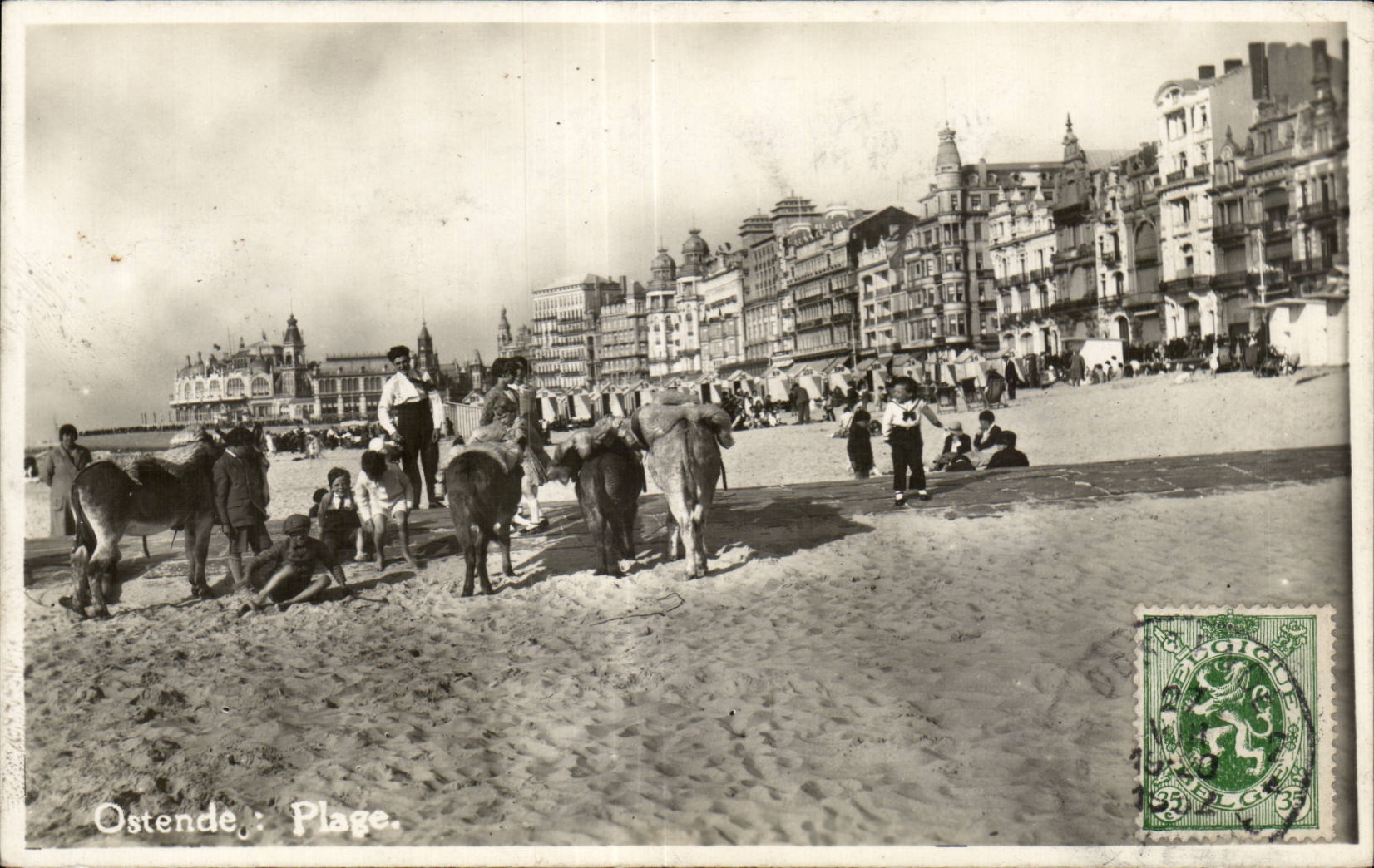 CPA Belgium Ostend the beach Ass donkey