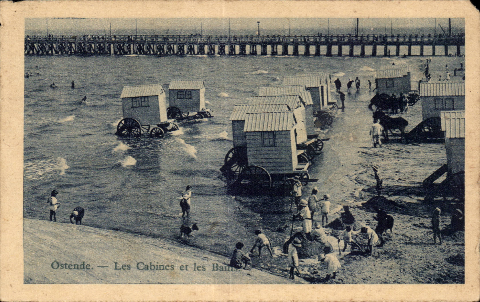 CPA Belgium Ostend cabins and baths