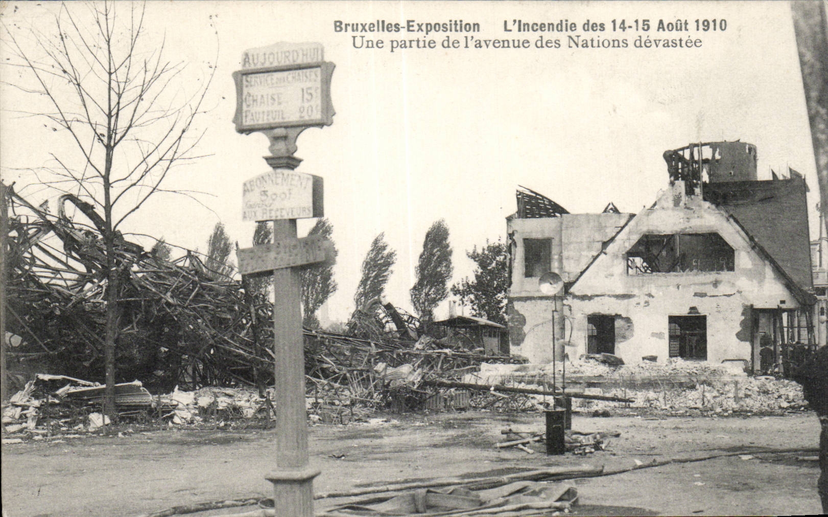 CPA Belgium Brussels Exposition sets fire to the 14 August 15th 1910 part of which occurred of the Nations devastee