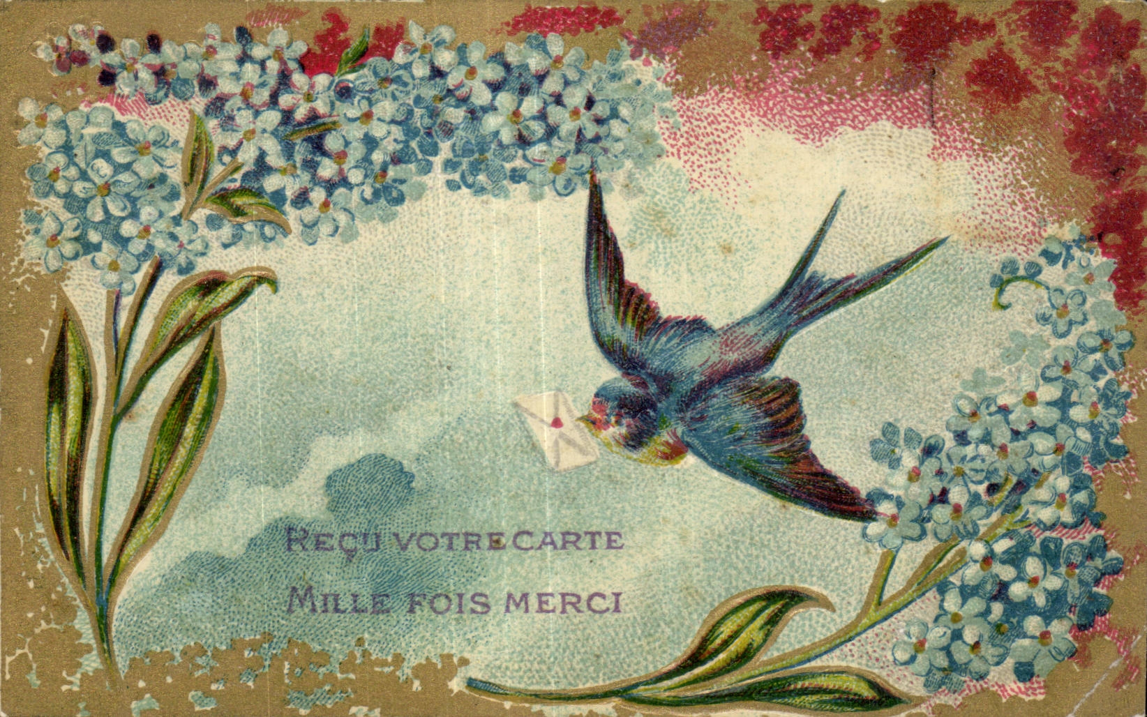 Fleurs oiseau - bird - CPA 