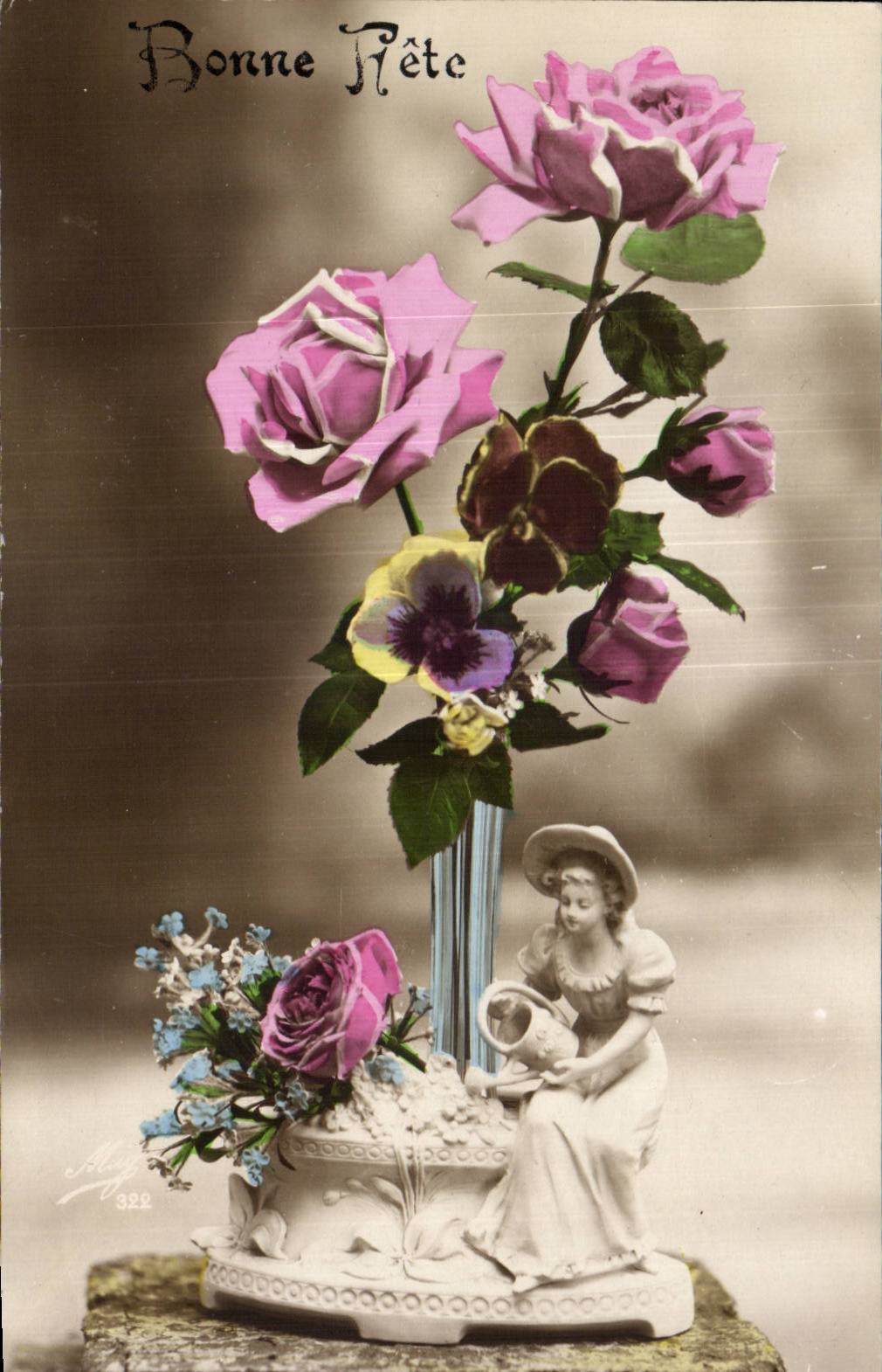 Fleurs Bonne Fete Santon - CPA 