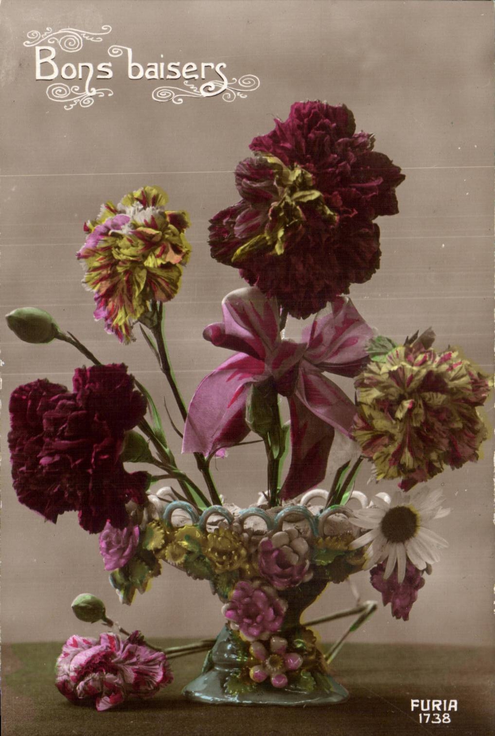 Fleurs Bons Baisers - CPA 