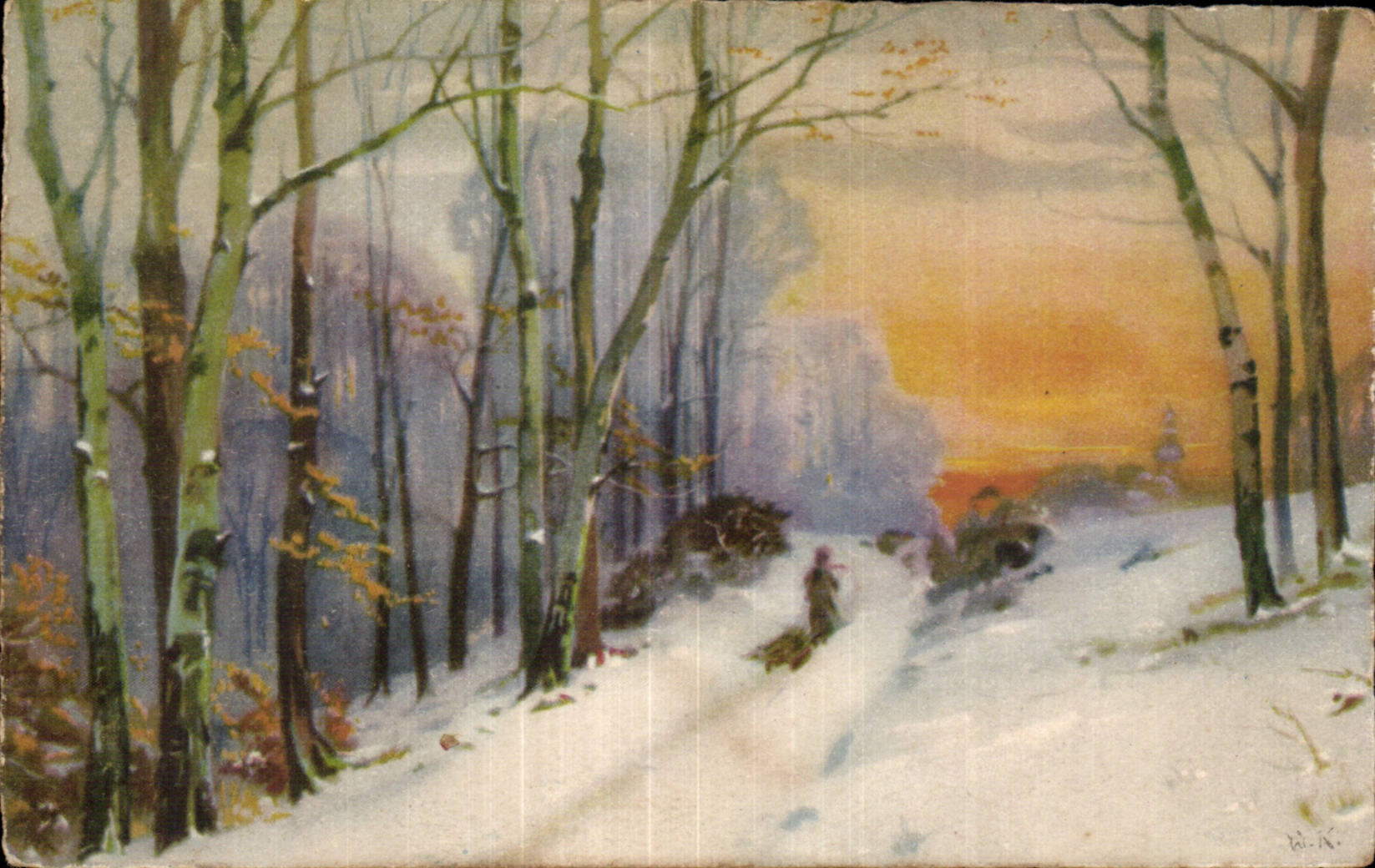 Fleurs - Arbres - Snowy Scene - CPA 