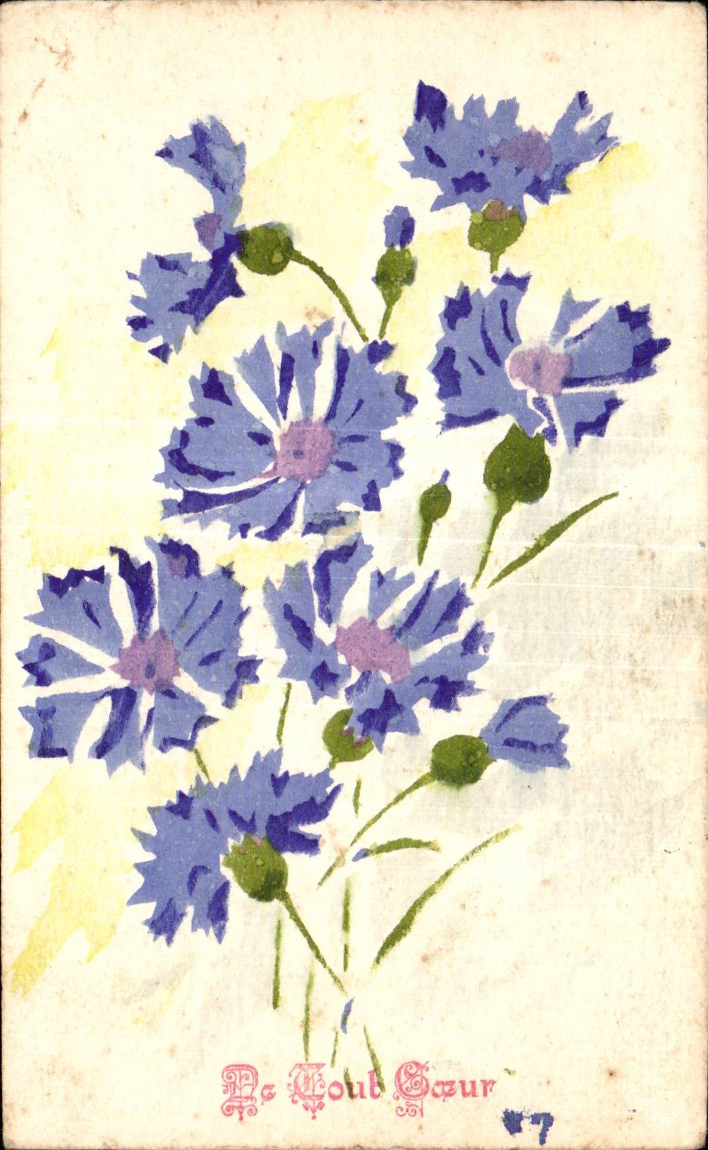 Fleurs Blue - CPA 