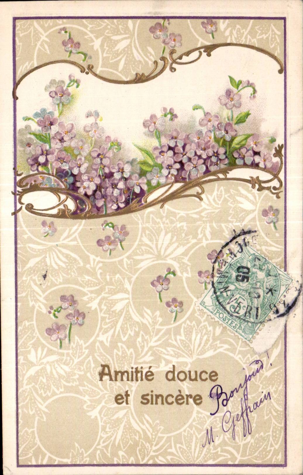 Fleurs Amitie douce et sincere - CPA 