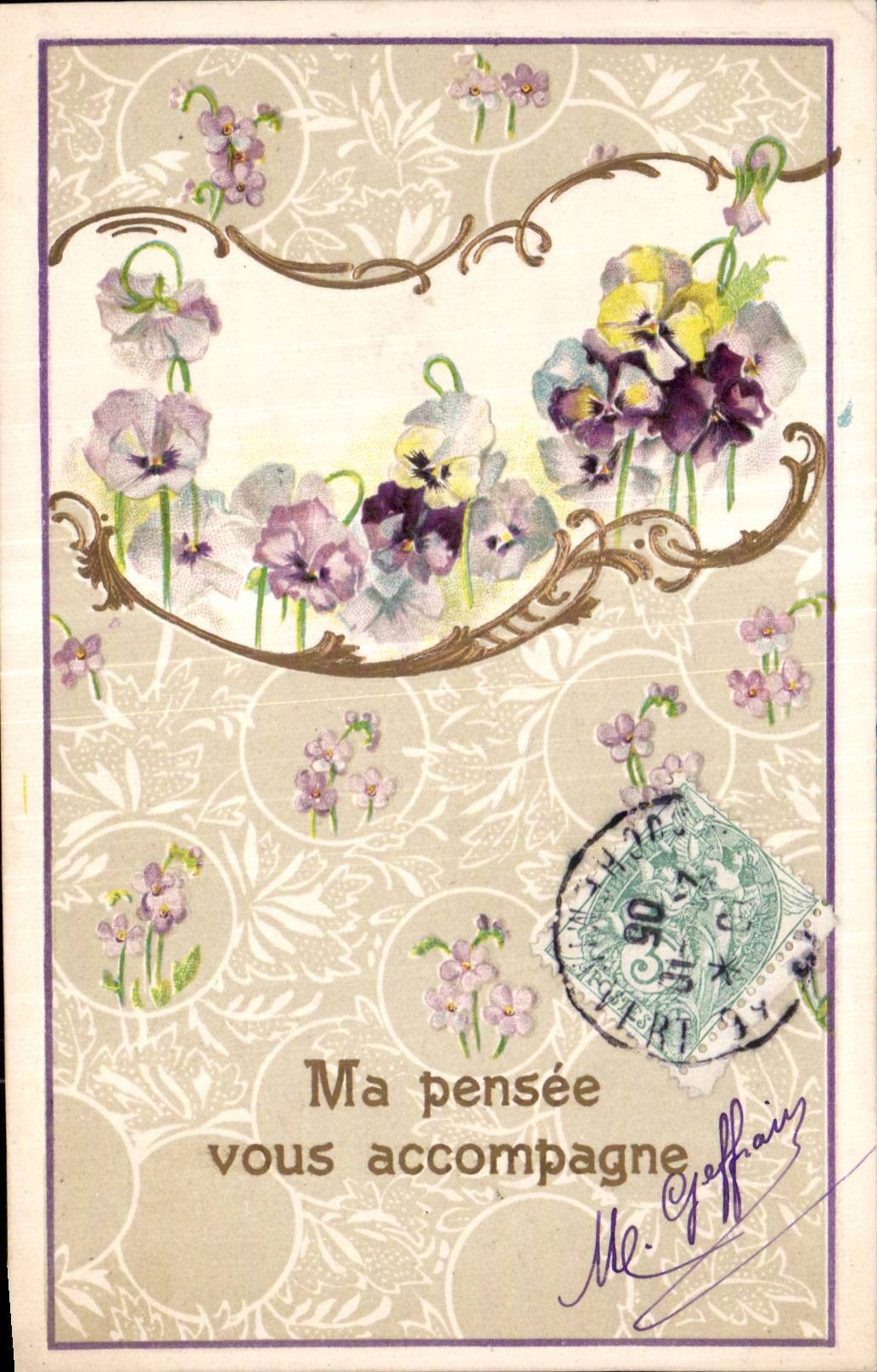 Fleurs Ma Pensee vous accompagne - CPA 