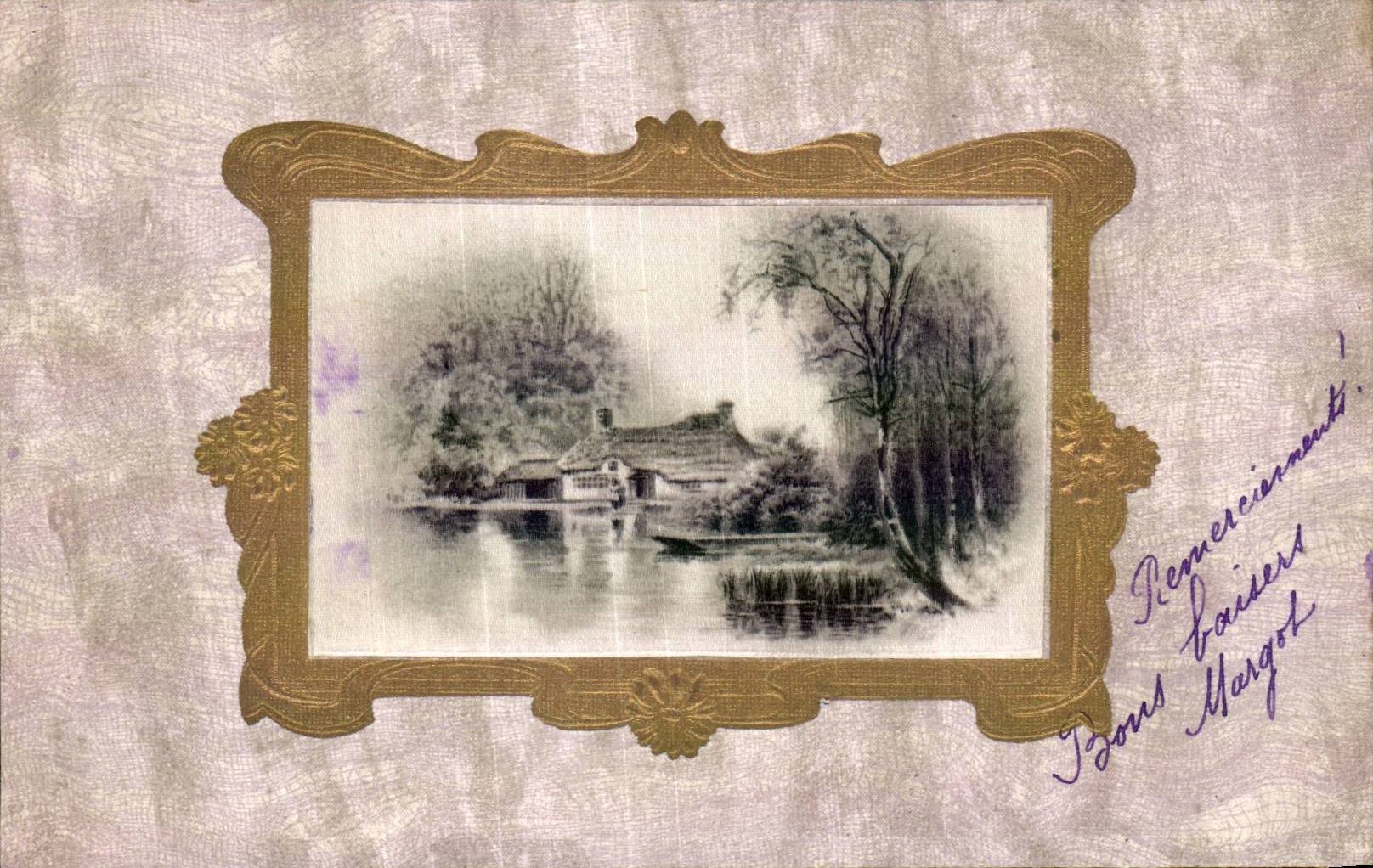 Fleurs pretty country scene - CPA 