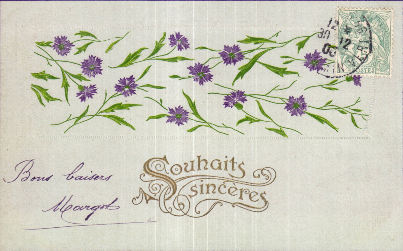 Fleurs Souhaits sinceres - CPA 