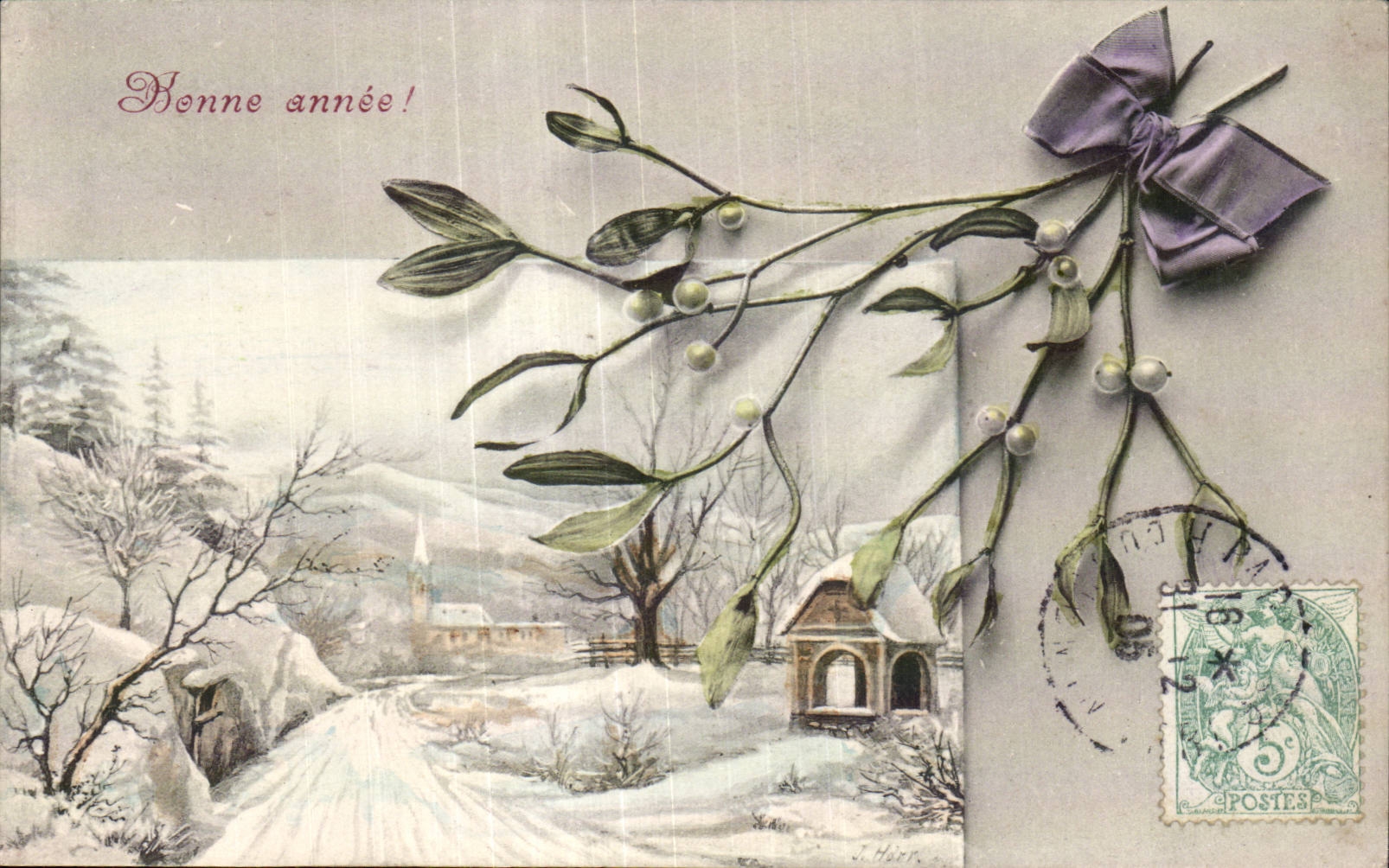 Festivals - Wishes - Happy New Year - snowy day - CPA