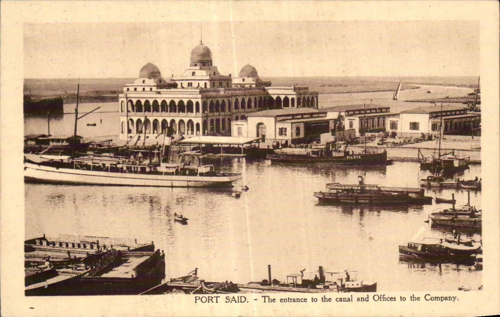 Dicho portuario de CPA Egipto Egipto el fan-in del canal y de las oficinas a la compania