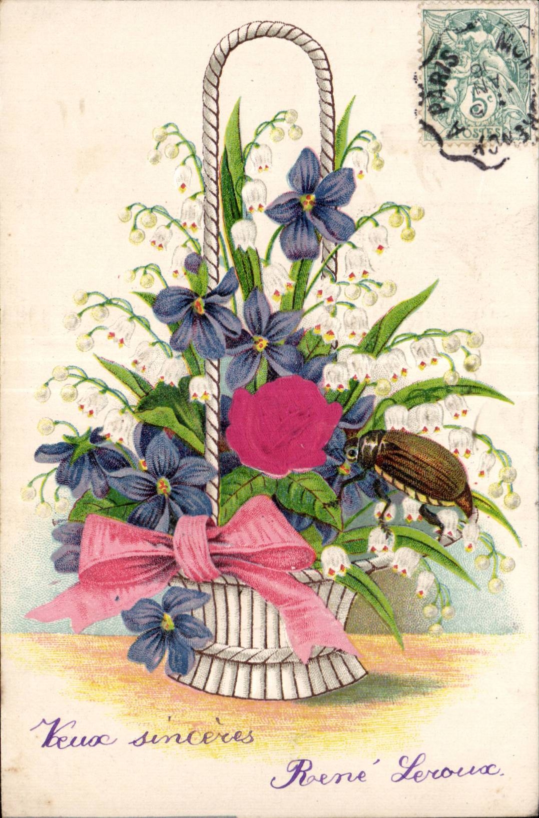 CPA Fantaisie Fleurs Insecte Inect Muguet