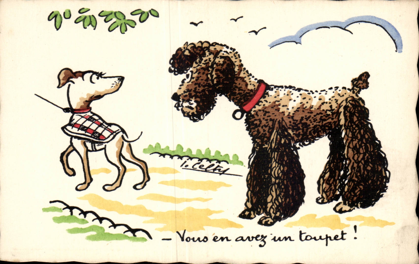 CPA Fantaisie Vous en avez un toupet Chien