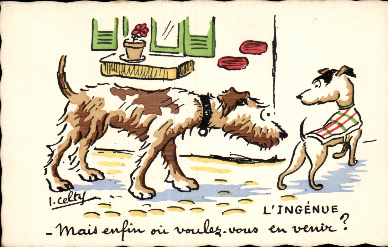 CPA Fantaisie Chien L ingenue