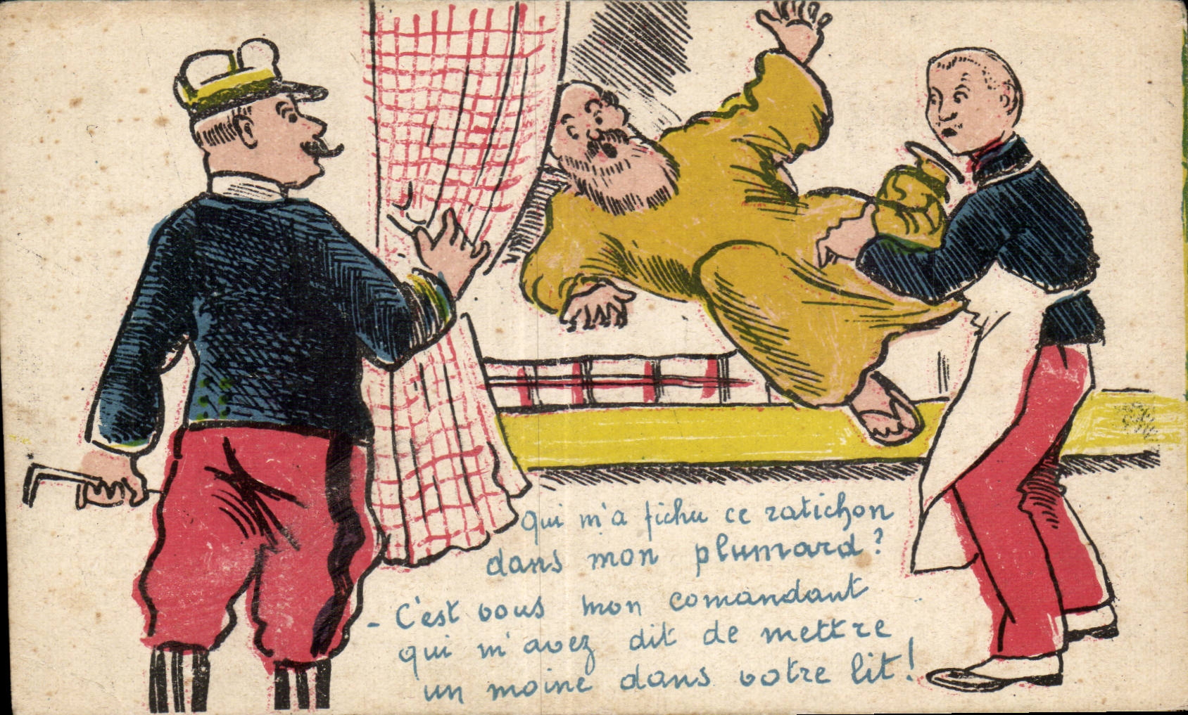 CPA Militaria Fantasy which m has rotten this ratichon in my bed?