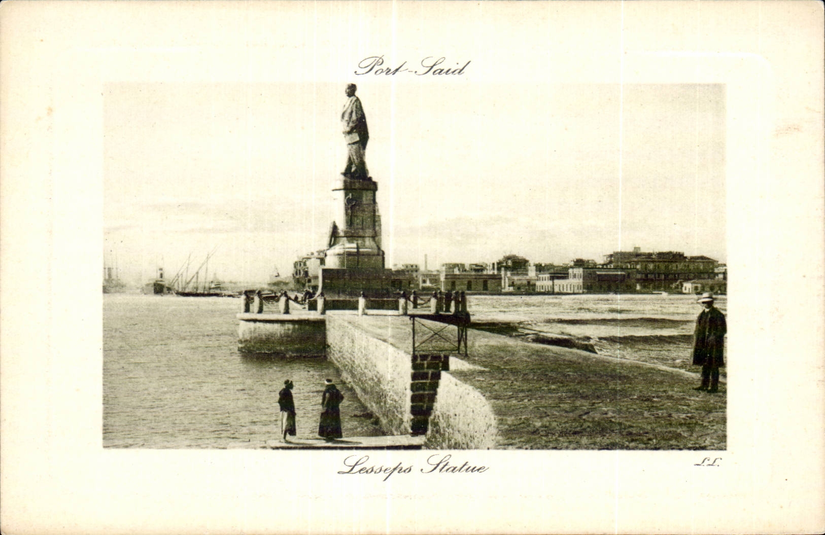 Africa - Africa - Egipto - Egipto - puerto dicho - estatua Lesseps - CPA