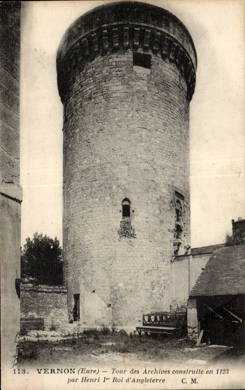 Vuelta de CPA Vernon de los archivos construidos en 1123 por rey Inglaterra de Henri1er