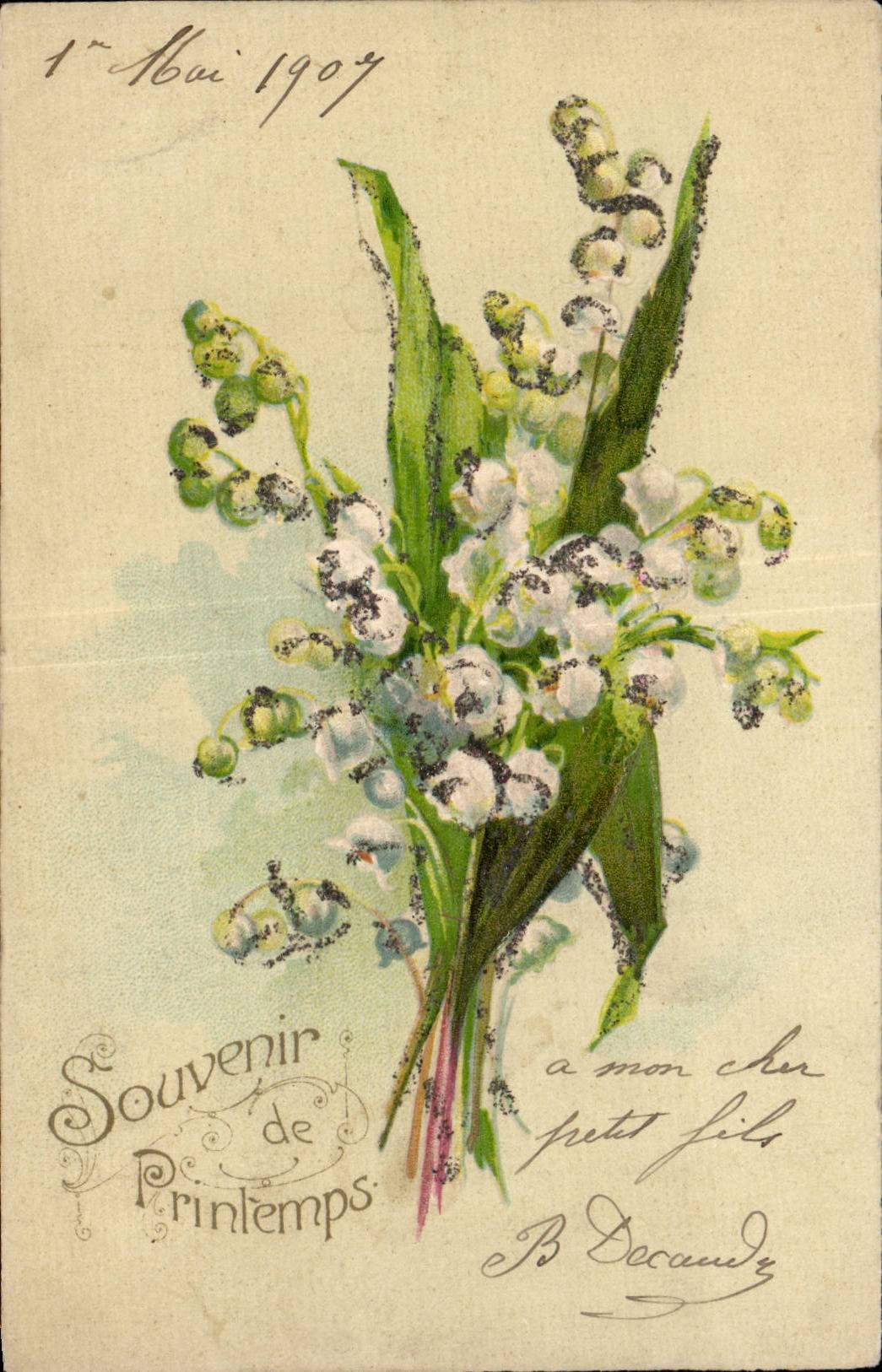 Fleurs Porte Bonheur - Muguet - Lily of the Valley - CPA 