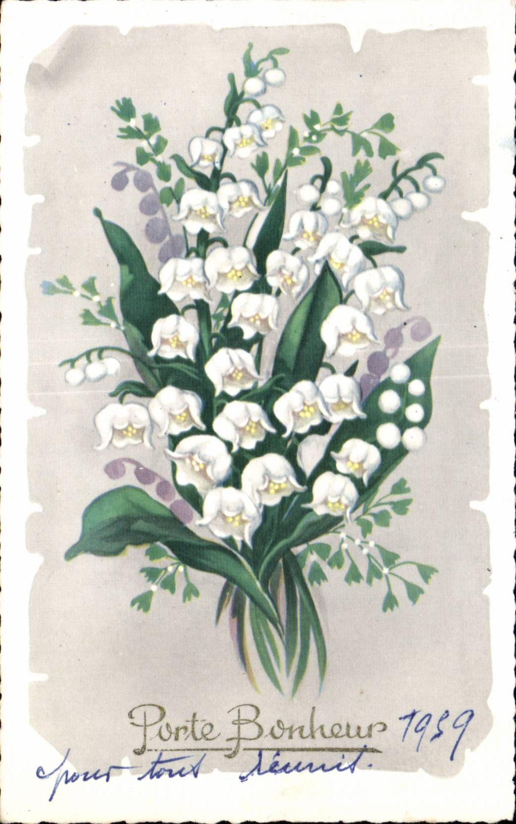 Fleurs Porte Bonheur - Muguet - Lily of the Valley - CPA 