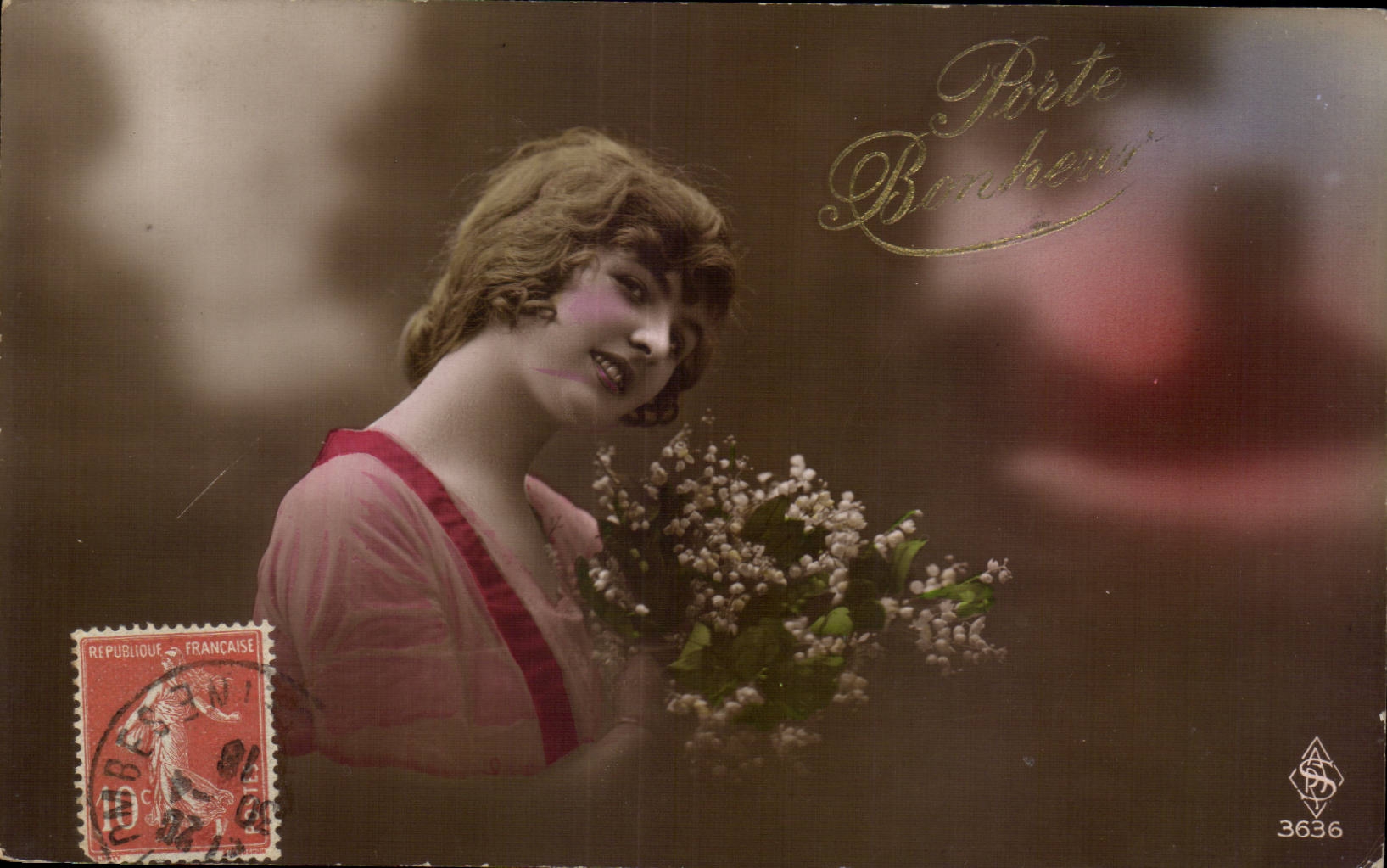 Fantaisie - Femme - Porte Bonheur - Muguet - Lily of the Valley - CPA 