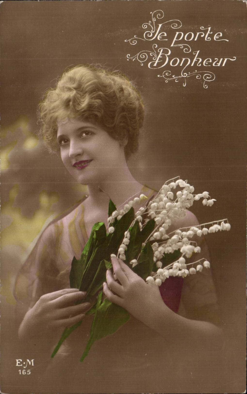 Fantaisie - Femme - Porte Bonheur - Muguet - Lily of the Valley - CPA 