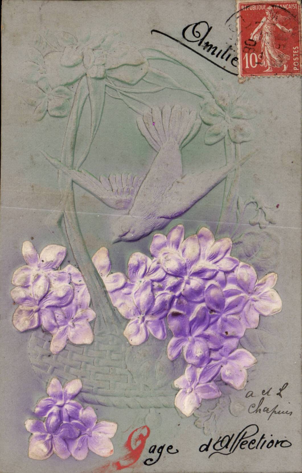 Fleurs - Colombe - CPA 