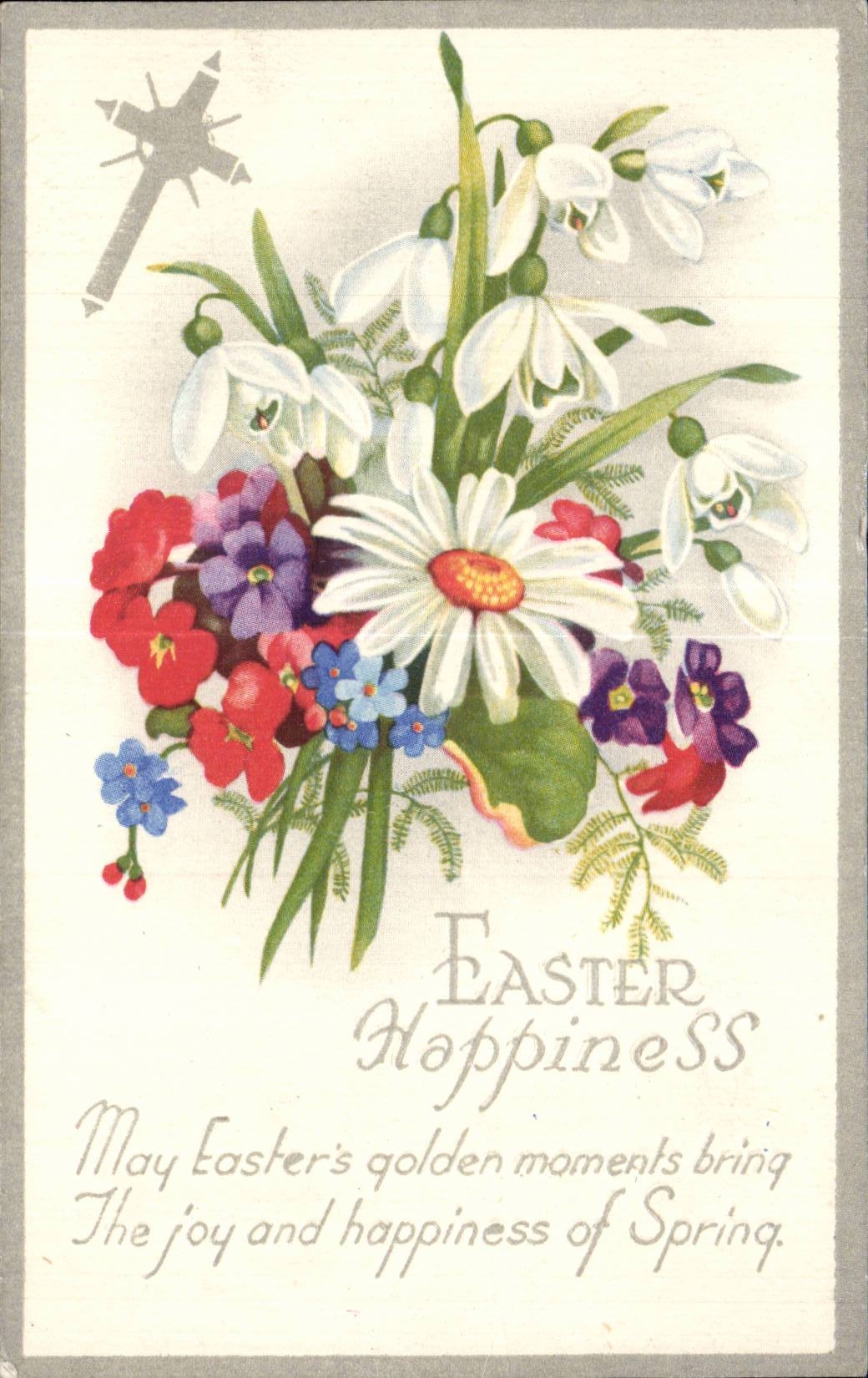CPA Fantaisie Fleur Easter Paques 