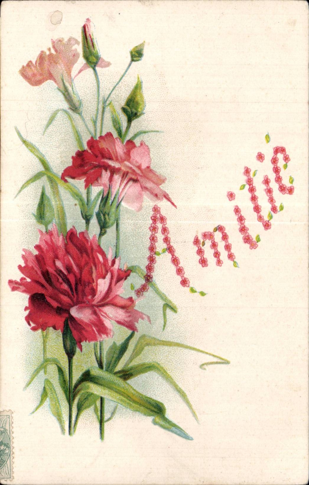 CPA Fantaisie Fleur Amitie