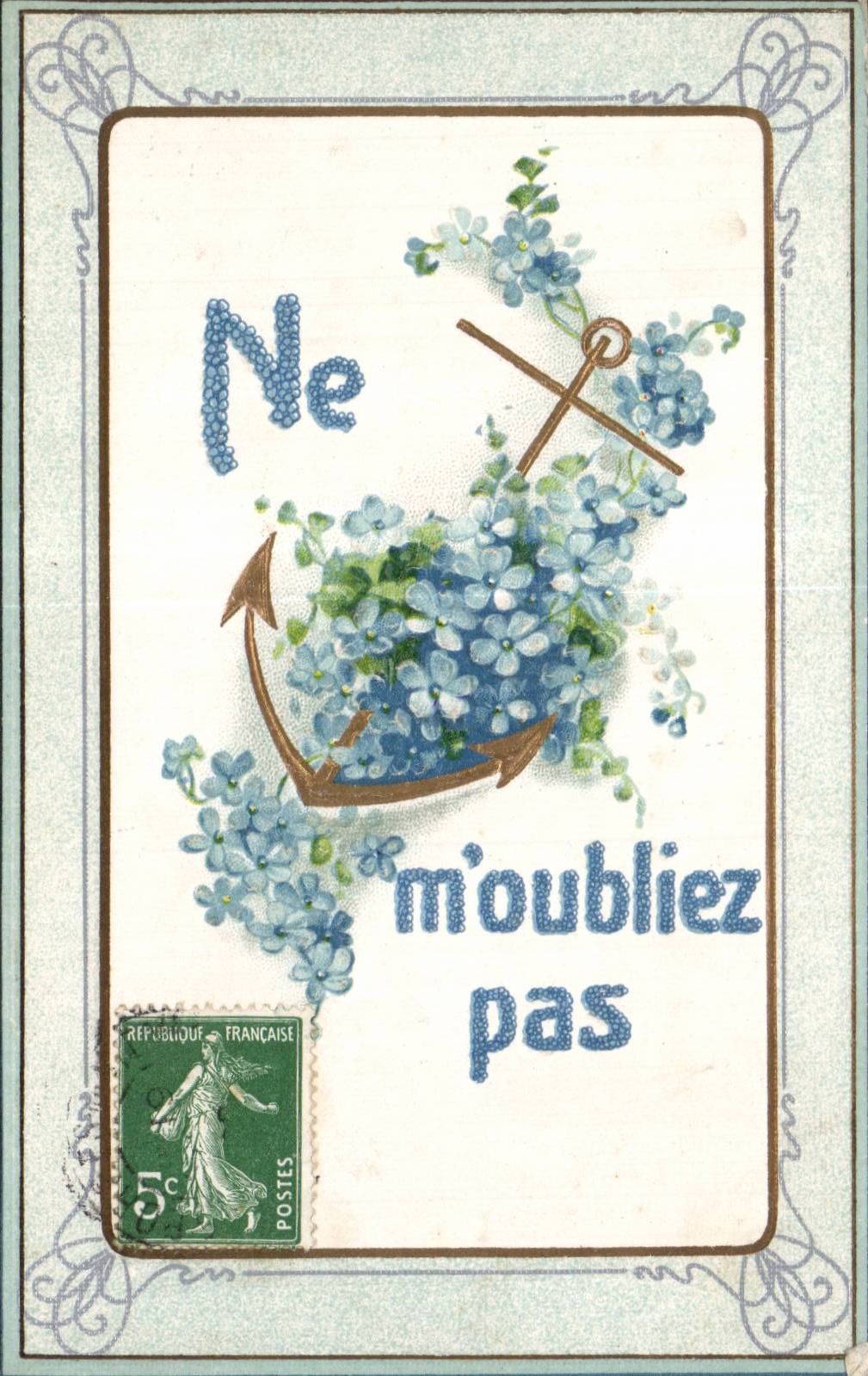 CPA Fantaisie Fleur Ancre 