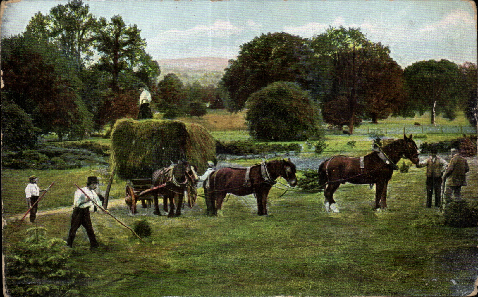 CPA Fantaisie Scene agriculture cheval Horse paysans Champs 