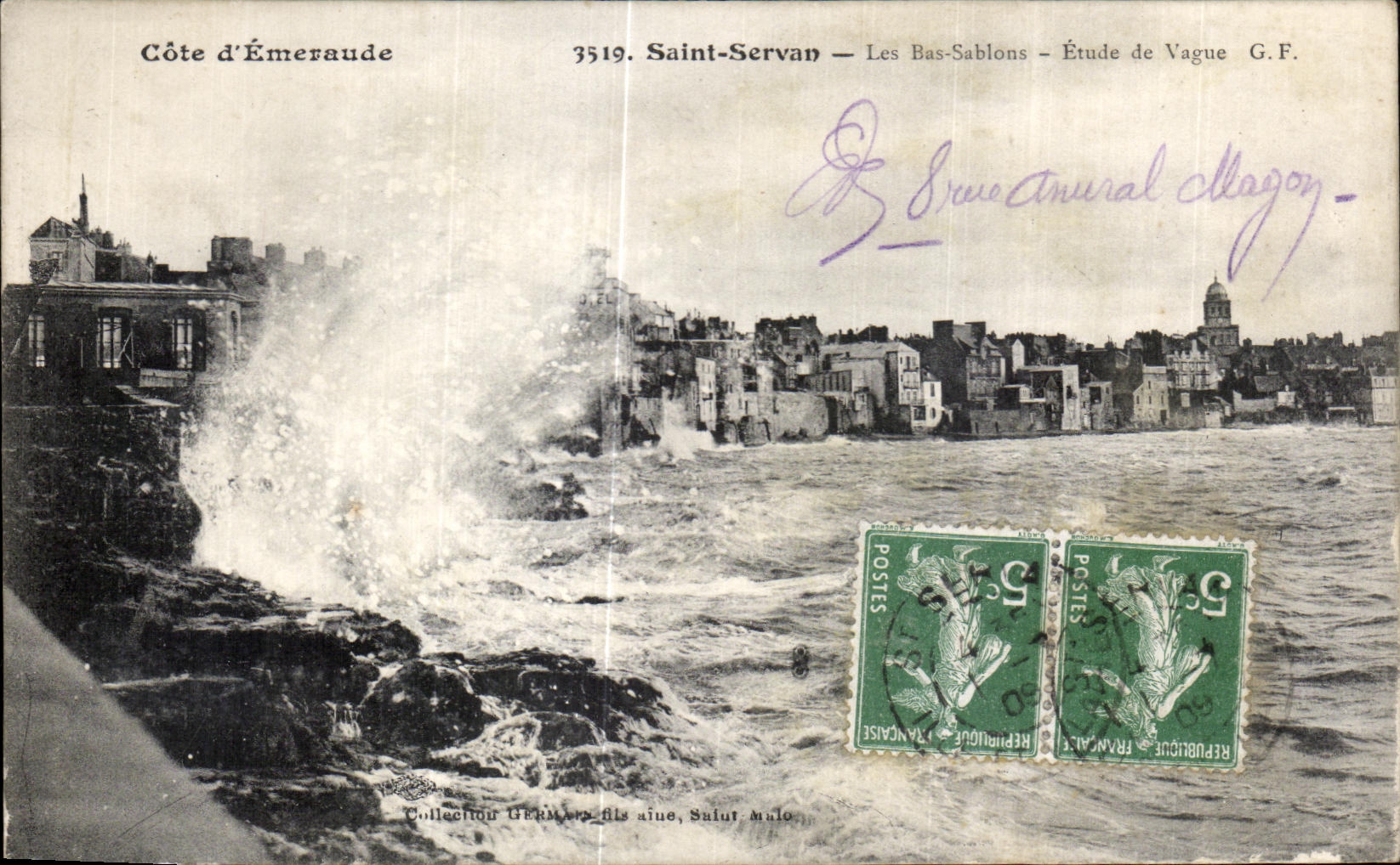 CPA Saint Servan Les Bes Sablons Etude de Vague Cote d Emeraude