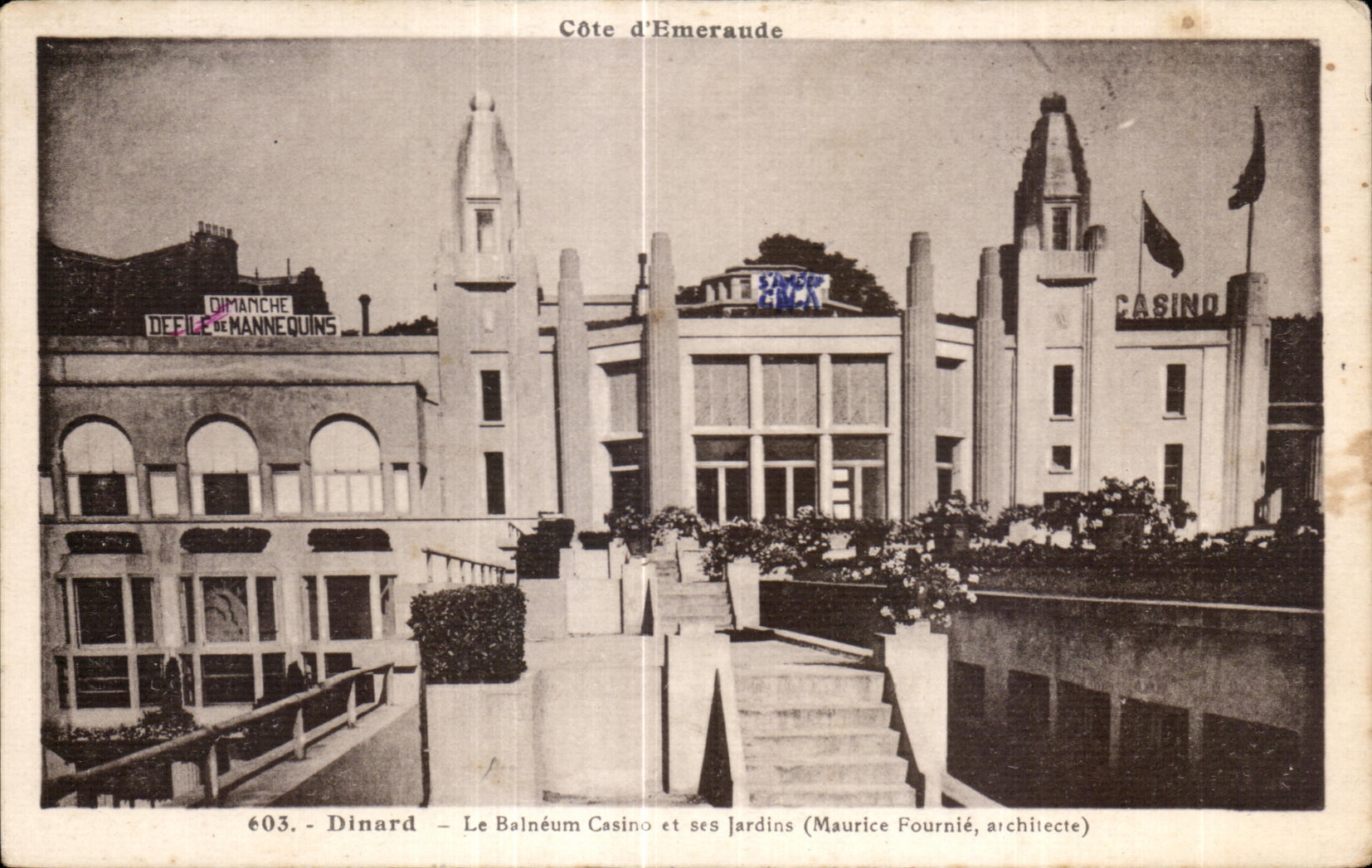 CPA Dinard Le Balneum Casino et ses Jardin (Maurice Fournie auchitecte)