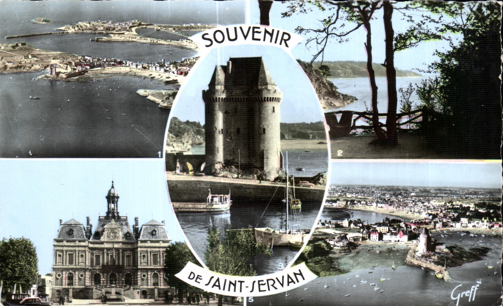 CPA Saint Servan vue aerienne de Saint Servan et Saint Mato Bords de la Rance La Tour Solidor L Hotel de Ville