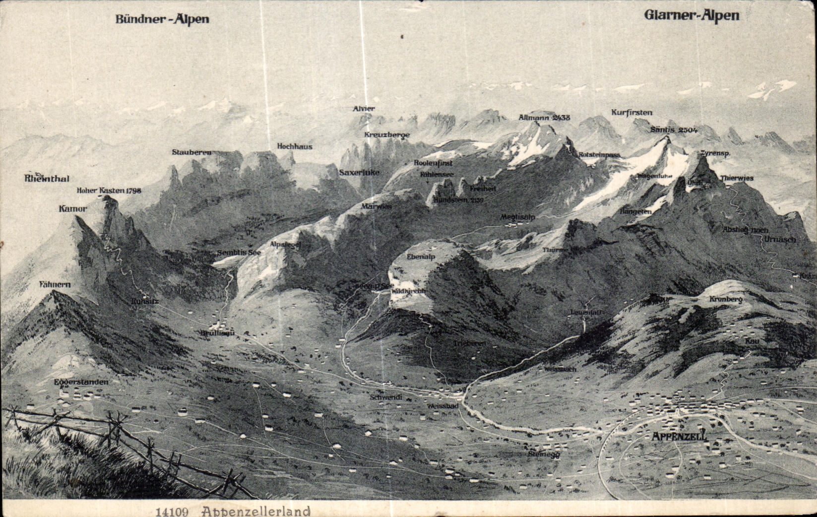 CPA Bundner Alpen Glarner Alpen