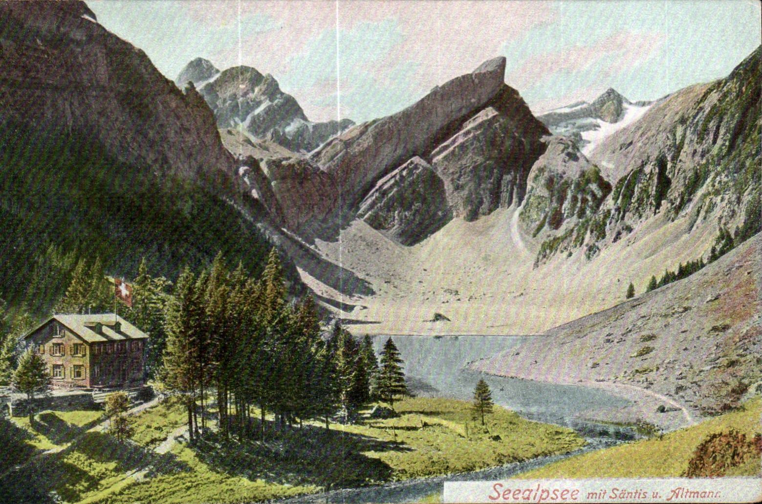 CPA Suisse Seealpsee mit Santis u Altman