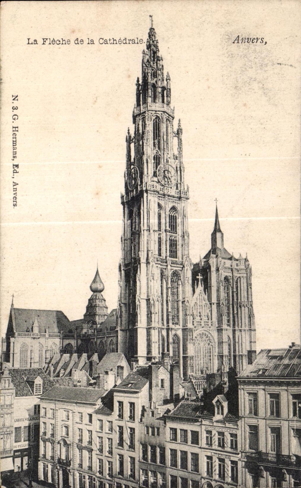 CPA la flecha de la catedral de Amberes