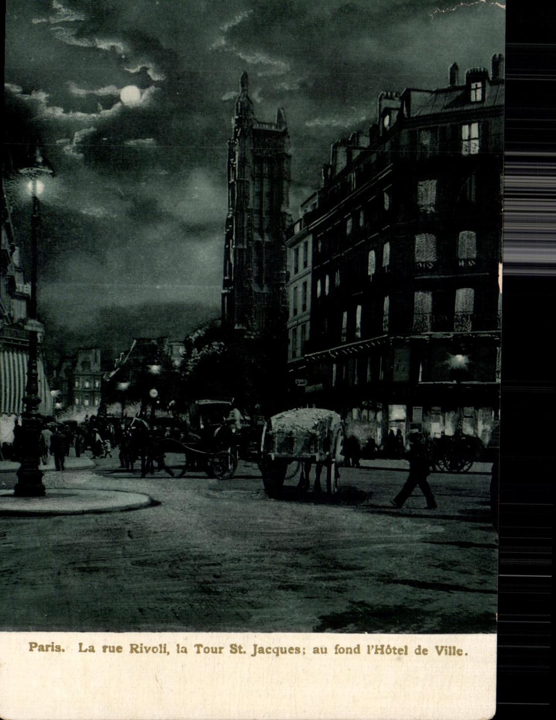 CPA Paris the Sight Rivoll the Tower St Jacques with the fonn I Town hall